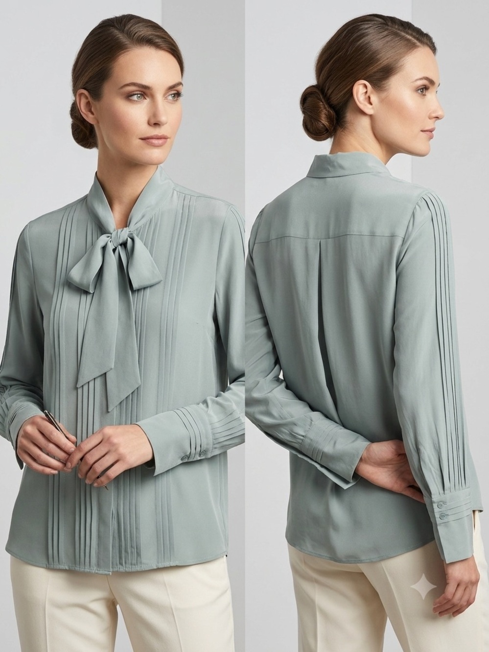 The Fold London – Luxury 100% Silk Tie-Neck Blouse